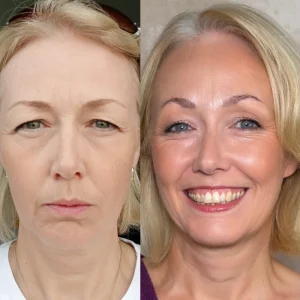 Autumn Makeup & Skincare for Women Over 40 before and after